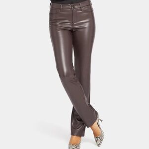 Black Faux Leather Marilyn Straight Pants